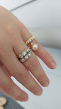 Load image into Gallery viewer, Pearl and diamond drop ring 18ct c1970s
