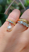 Load image into Gallery viewer, Pearl and diamond drop ring 18ct c1970s
