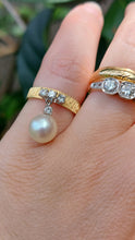 Load image into Gallery viewer, Pearl and diamond drop ring 18ct c1970s
