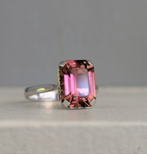 Load image into Gallery viewer, Vibrant vintage Italian Pink tourmaline 18ct white gold.

