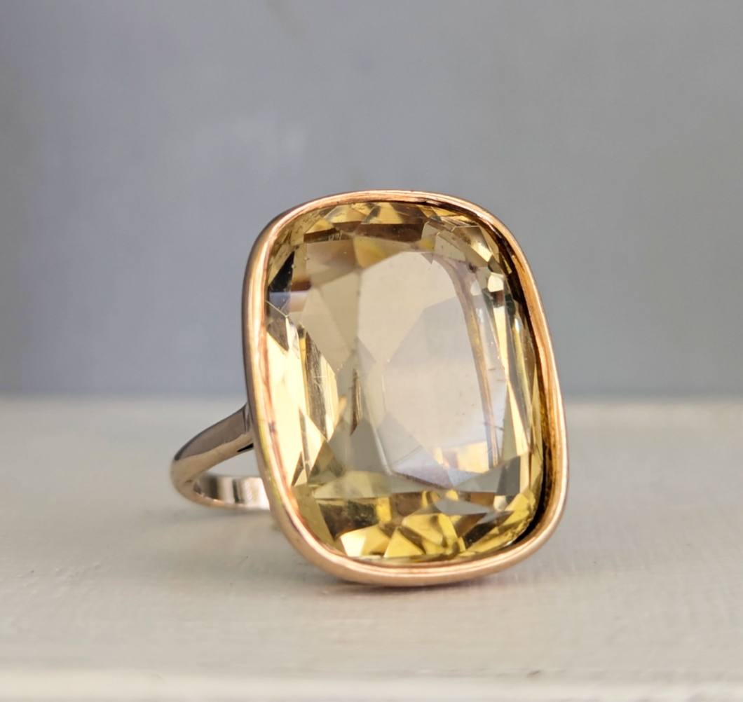 Impressive citrine cocktail ring 9ct yellow gold.
