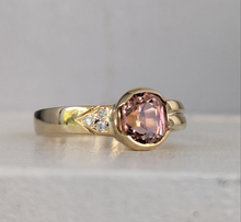 Load image into Gallery viewer, Vintage pink tourmaline and diamonds in 9ct yellow gold
