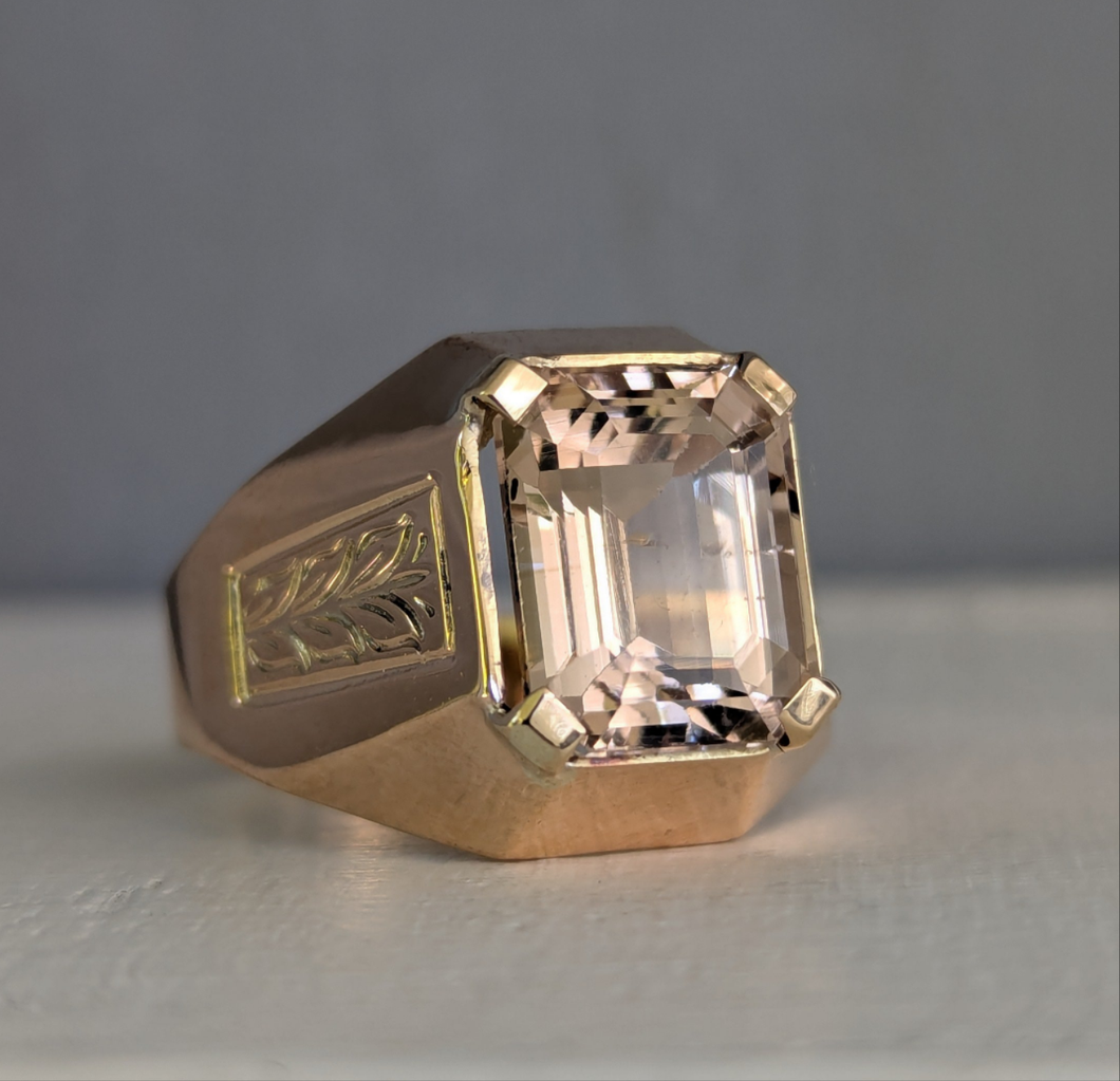 Vintage mid century Golden topaz ring 14ct polish made.