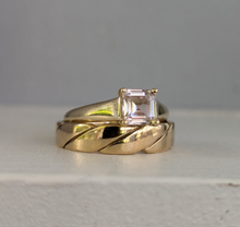 Load image into Gallery viewer, Square cut pale pink Harts Ranges zircon in vintage 9ct
