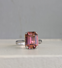 Load image into Gallery viewer, Vibrant vintage Italian Pink tourmaline 18ct white gold.
