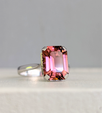Load image into Gallery viewer, Vibrant vintage Italian Pink tourmaline 18ct white gold.
