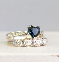 Load image into Gallery viewer, Queensland blue sapphire Heart and diamond ring 9ct white gold
