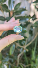 Load and play video in Gallery viewer, Vintage aquamarine ring c1960s Birmigham in yellow gold
