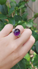 Load and play video in Gallery viewer, Carved Amethyst cocktail ring with diamond shoulders 14k
