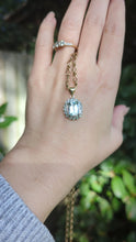 Load and play video in Gallery viewer, Vintage aquamarine &amp; diamond petal pendant 9ct yellow gold
