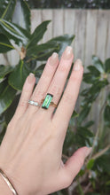 Load and play video in Gallery viewer, Sleek natural forest green &amp; teal tourmaline in 9ct yellow gold c1970s
