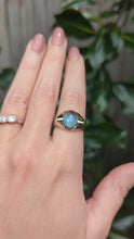 Load and play video in Gallery viewer, Glowing Aquamarine cabochon in vintage 9ct yellow gold
