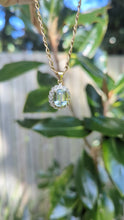 Load and play video in Gallery viewer, Vintage aquamarine &amp; diamond petal pendant 9ct yellow gold
