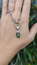 Load and play video in Gallery viewer, Luminous Australian parti sapphire &amp; diamond pendant 9ct white gold
