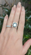Load and play video in Gallery viewer, Mid century silver aquamarine ring German made.
