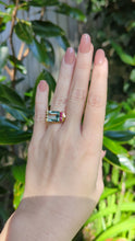 Load and play video in Gallery viewer, Retro c1940s Aquamarine and Ruby Tank ring by Crosby 14k Rose gold
