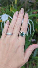 Load and play video in Gallery viewer, Parti sapphire signet with diamonds in 10ct white gold
