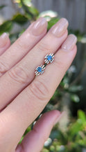 Load and play video in Gallery viewer, Brutalist Australian blue sapphire earrings c1970s 9ct white gold
