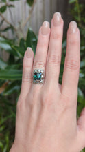 Load and play video in Gallery viewer, 'Monets Gardens' French made green spinel silver ring c1930s
