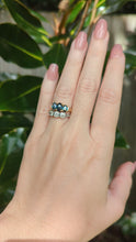 Load and play video in Gallery viewer, Peacock blue parti trilogy in vintage 9ct yellow gold
