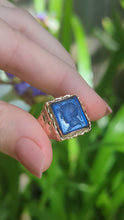 Load and play video in Gallery viewer, Vintage blue centurion intaglio signet 9ct rosey gold
