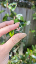 Load and play video in Gallery viewer, Pink cherry blossom tourmaline in 9ct white gold bypass ring
