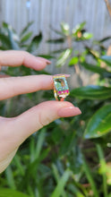 Load and play video in Gallery viewer, Retro c1940s Aquamarine and Ruby Tank ring by Crosby 14k Rose gold
