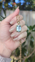 Load and play video in Gallery viewer, 1960s Aquamarine &amp; diamond pendant in 9ct yellow gold.

