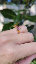 Load and play video in Gallery viewer, Australian Harlequin four stone ring 18ct rosey gold
