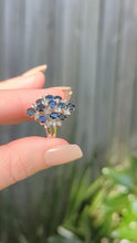 Load and play video in Gallery viewer, Vintage midnight blue sapphires in sterling silver Brutalist c1970s
