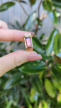 Load and play video in Gallery viewer, Pink tourmaline &amp; diamond brutalist signet in 9ct yellow gold
