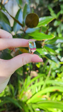 Load and play video in Gallery viewer, Retro c1940s Aquamarine and Ruby Tank ring by Crosby 14k Rose gold
