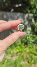 Load and play video in Gallery viewer, Aquamarine &#39;Lotus&#39; droplet on 9ct yellow gold leaf ring c1970s
