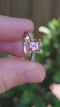 Load and play video in Gallery viewer, Soft pink tourmaline and diamond 9ct white gold ring
