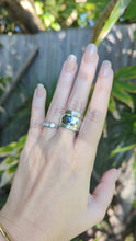 Load and play video in Gallery viewer, Vintage silver cuff ring with natural sapphire
