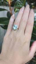 Load and play video in Gallery viewer, Aquamarine and diamond cluster halo c1990s in 9ct yellow and white gold
