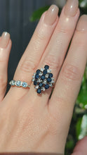 Load and play video in Gallery viewer, Vintage midnight blue sapphires in sterling silver Brutalist c1970s
