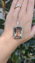 Load and play video in Gallery viewer, German mid century smokey quartz pendant &amp; chain in silver

