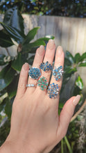 Load and play video in Gallery viewer, Bright Australian sapphire spray cocktail ring in silver c1970s
