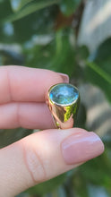 Load and play video in Gallery viewer, Aquamarine Cabochon signet in vintage 9ct yellow gold
