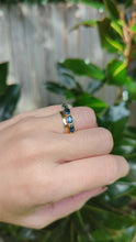 Load and play video in Gallery viewer, Australian harlequin parti sapphire band 9ct vintage yellow gold setting.
