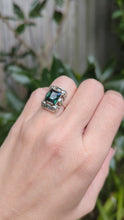 Load and play video in Gallery viewer, 'Monets Gardens' French made green spinel silver ring c1930s
