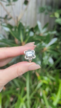 Load and play video in Gallery viewer, Mid century silver aquamarine ring German made.
