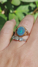 Load and play video in Gallery viewer, Australian Opal doublet c1930s rosey 9ct gold ring
