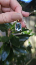 Load and play video in Gallery viewer, 1960s Aquamarine &amp; diamond pendant in 9ct yellow gold.
