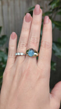 Load and play video in Gallery viewer, Glowing Aquamarine cabochon in vintage 9ct yellow gold
