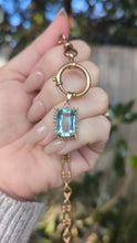 Load and play video in Gallery viewer, 1960s Aquamarine &amp; diamond pendant in 9ct yellow gold.
