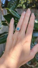 Load and play video in Gallery viewer, c1980s Teal Sapphire flower cluster in 9ct yellow and white gold
