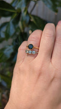 Load and play video in Gallery viewer, Vintage Parti sapphire solitaire ring in 9ct yellow gold
