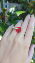 Load and play video in Gallery viewer, 1980s cherry lucite sterling silver ring by Tego
